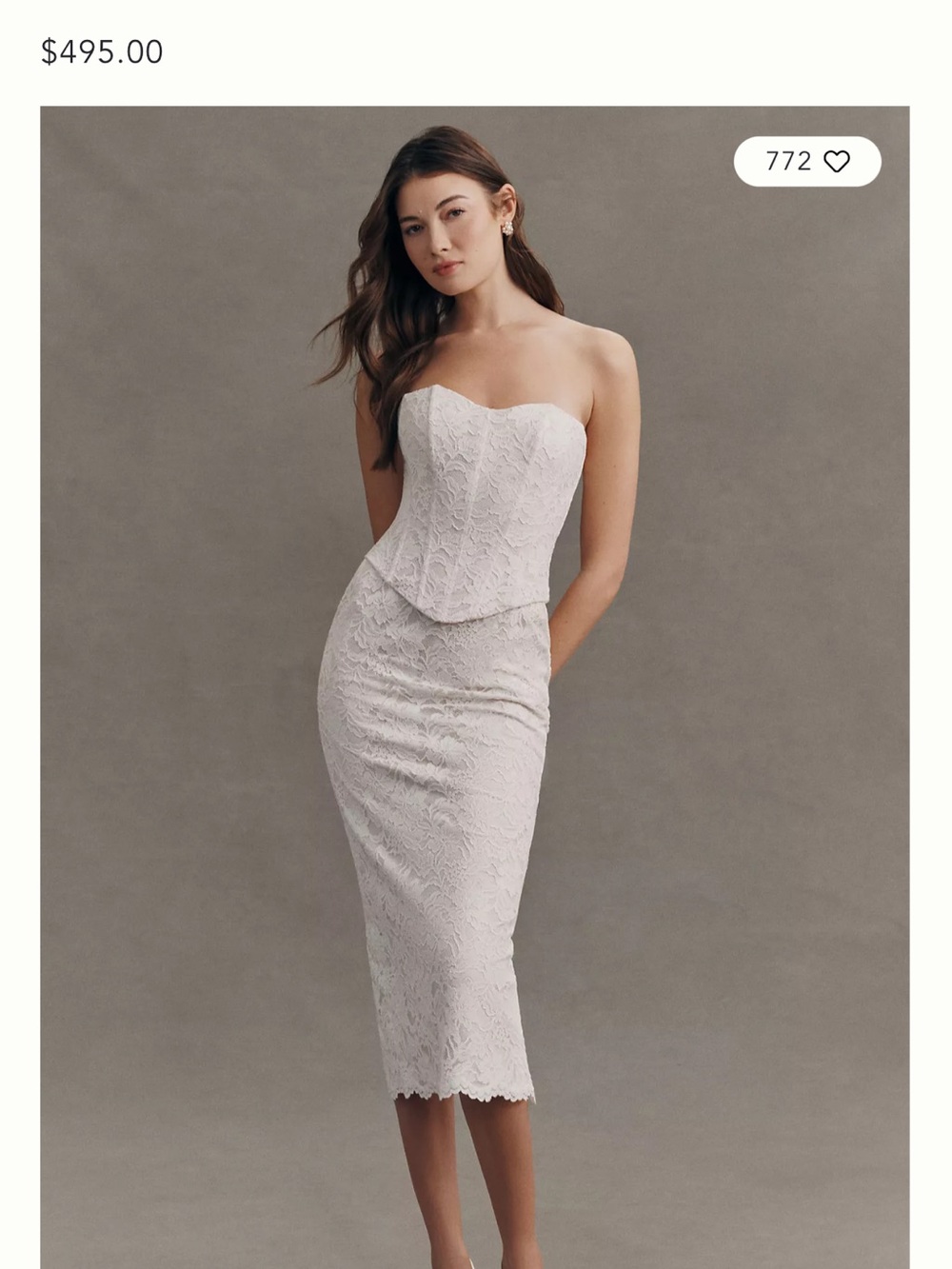 Anthropologie Strapless Lace Corset Midi Dress - Ivory